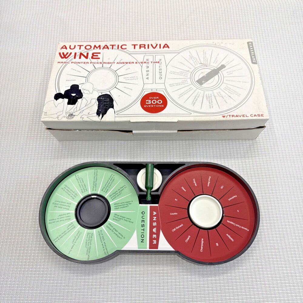 Kikkerland Automatic Trivia Wine Game Travel Case Party Fun GG63-W